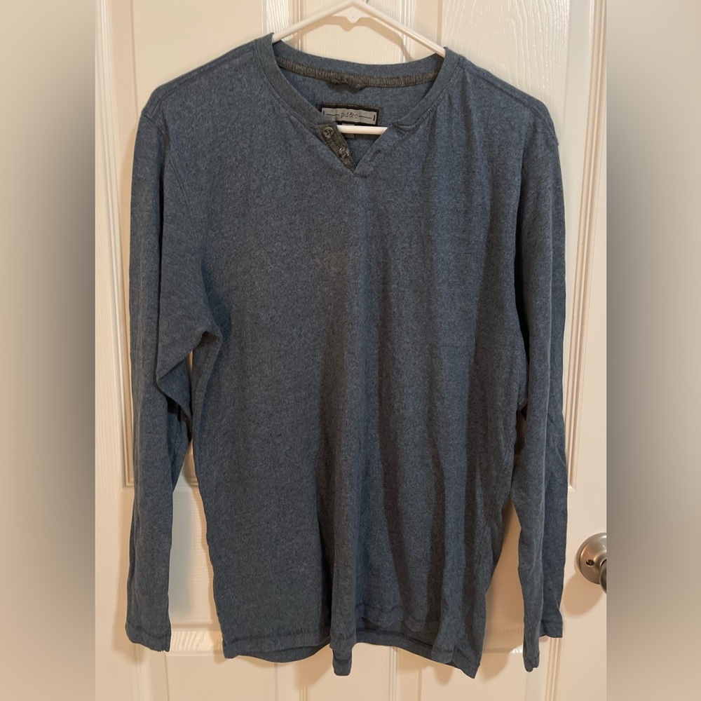 PD&C Men's V-Neck Sweater in Slate Blue